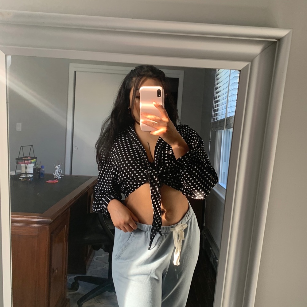 polka dot tie front top